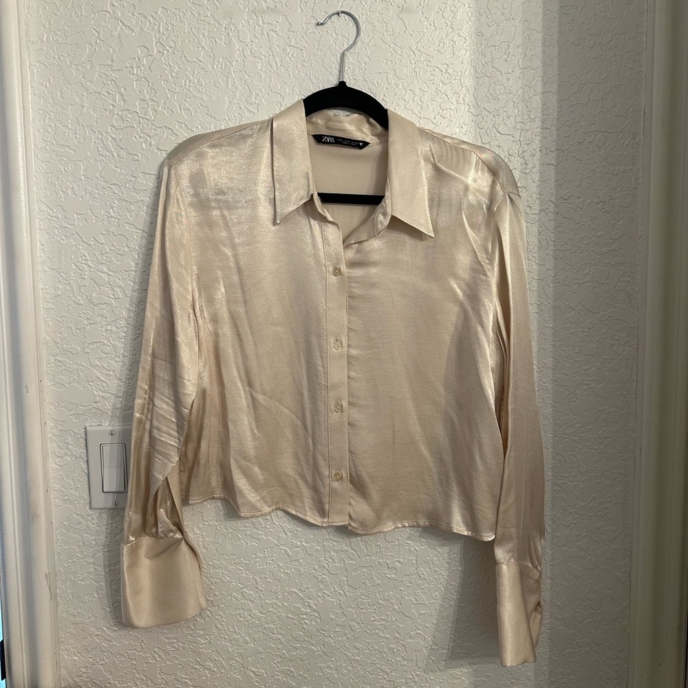 Zara Elegant Light Pink Satin Blouse